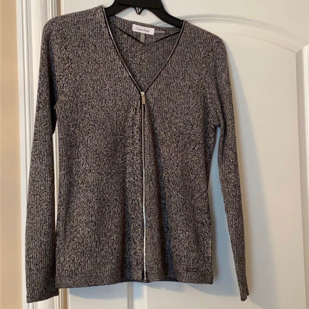 Calvin Klein black and white zip up sweater Sz S